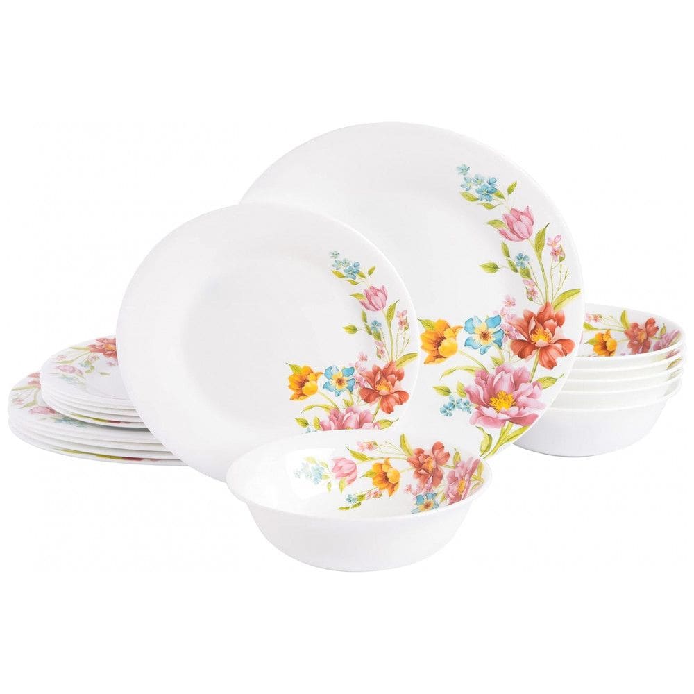 Aparelho de Jantar com 18 Peças Resistentes a Quebras e Lascas, Gibson Home, Branco Floral