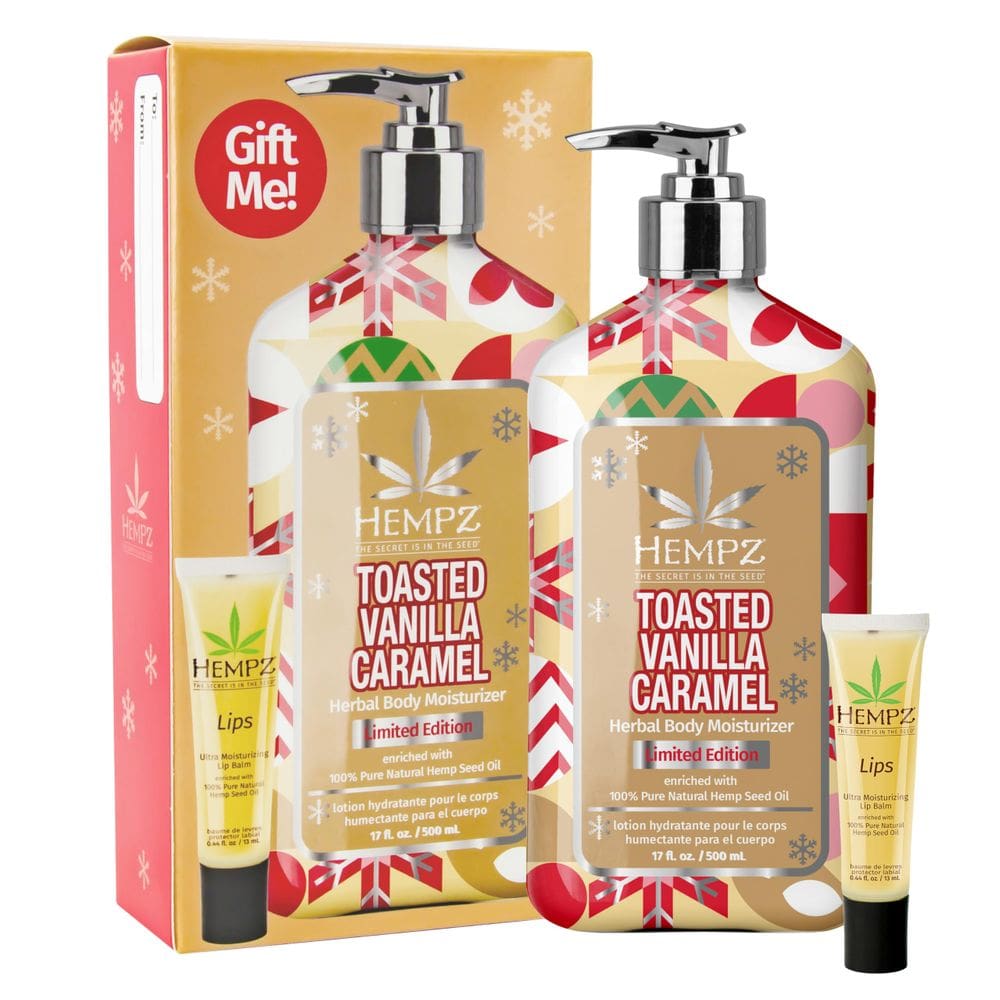 Conjunto de presentes: loção corporal e protetor labial Hempz Toasted Vanilla Caramel