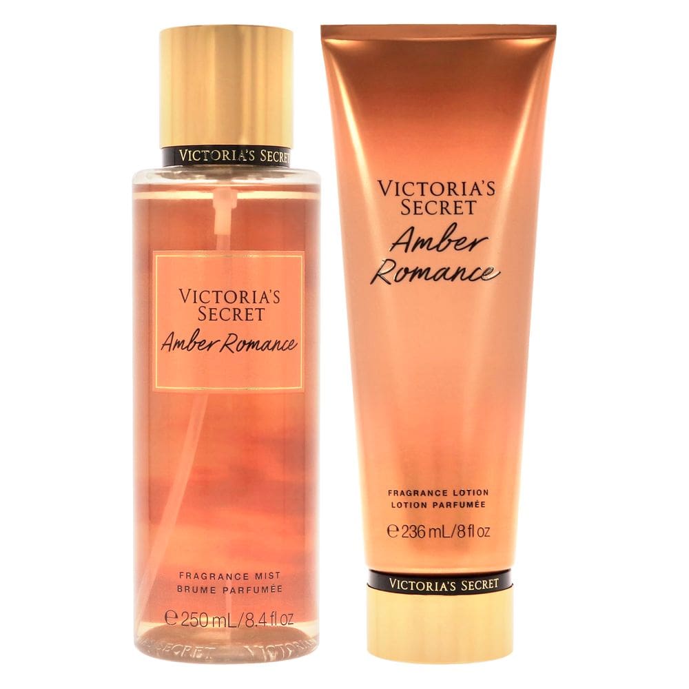 Kit de 2 peças de loção Perfume Victoria`s Secret Amber Romance
