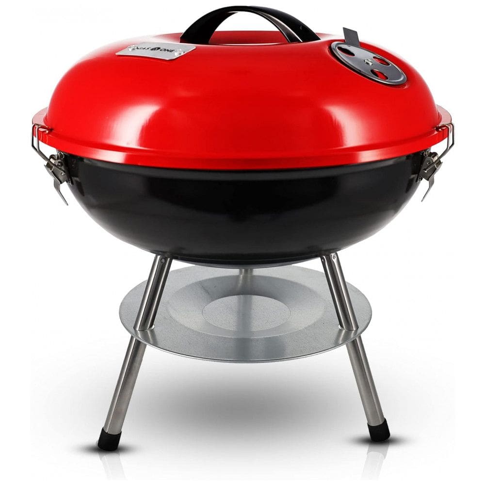 Churrasqueira a Carvão com Tampa de Travamento de 3 Pontos para Preservação de Calor e Sistema de Ventilação Duplo, GasOne, Vermelha