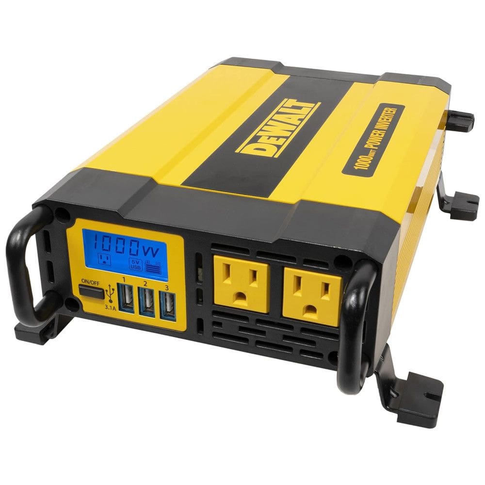 Inversor de Potência Automotivo com Display LCD,Tomadas Duplas, 120V,c, USB, DEWALT DXAEPI1000, Amarelo