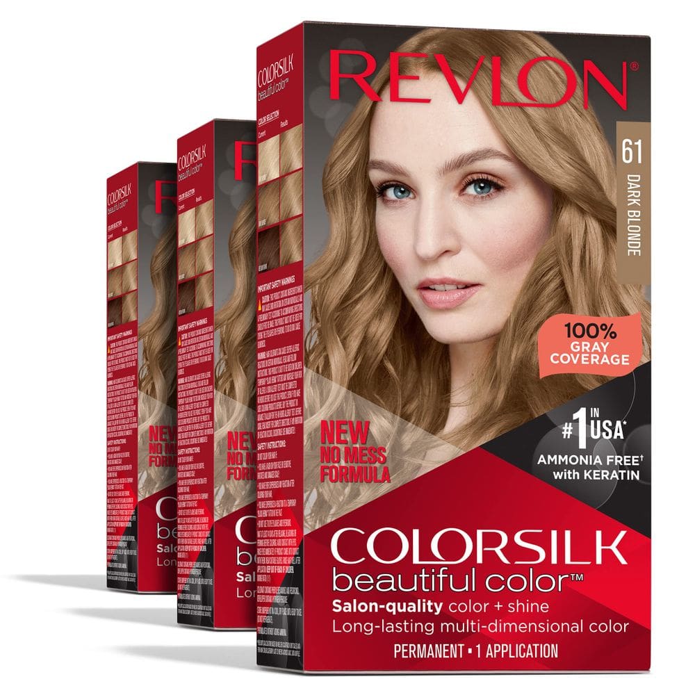 Tintura de cabelo Revlon Colorsilk Permanent Blonde, capa 100% cinza