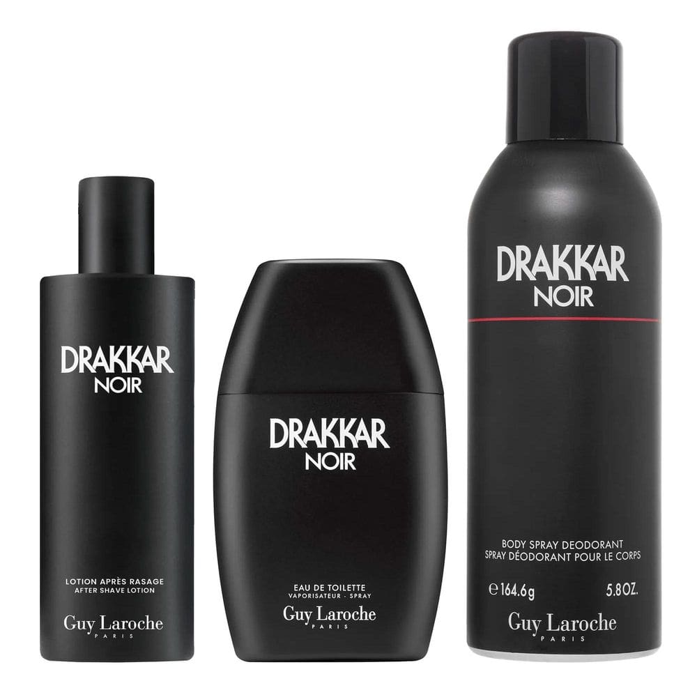 Conjunto de água de toalete Perfume Guy Laroche Drakkar Noir 100 ml, 3 unidades