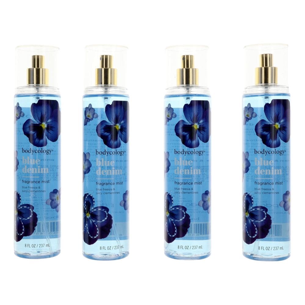 Fragrance Mist Bodycology Blue Denim, pacote com 4, 240 ml para mulheres