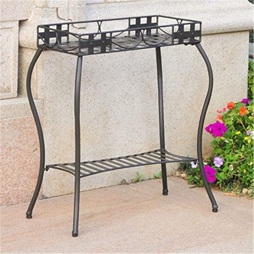 Plant Stand Santa Fe Iron Antique Black 2 camadas Guoml