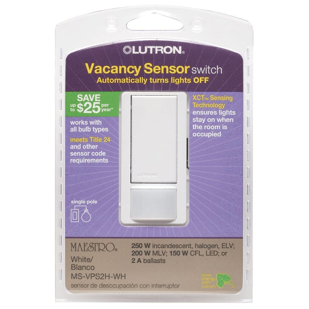 Switch Lutron MS-VPS2H-WH com sensor de pólo único branco