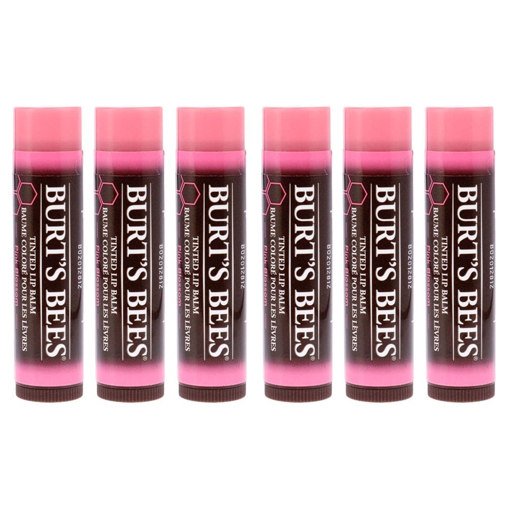 Bálsamo labial colorido Burts Bees Pink Blossom, pacote com 6