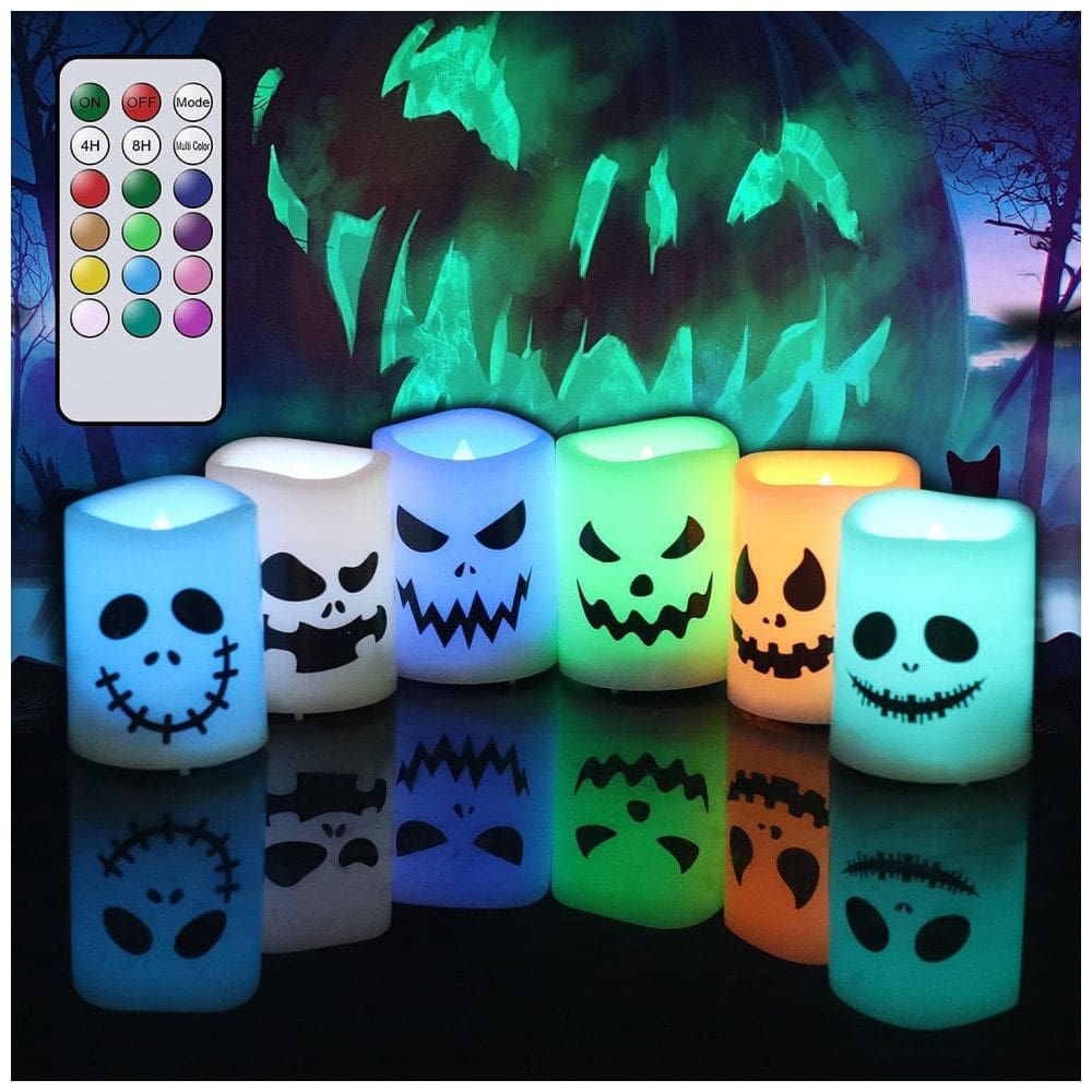 Kit de Velas LED a Bateria para Decoração de Halloween, 6 UN, Colorido
