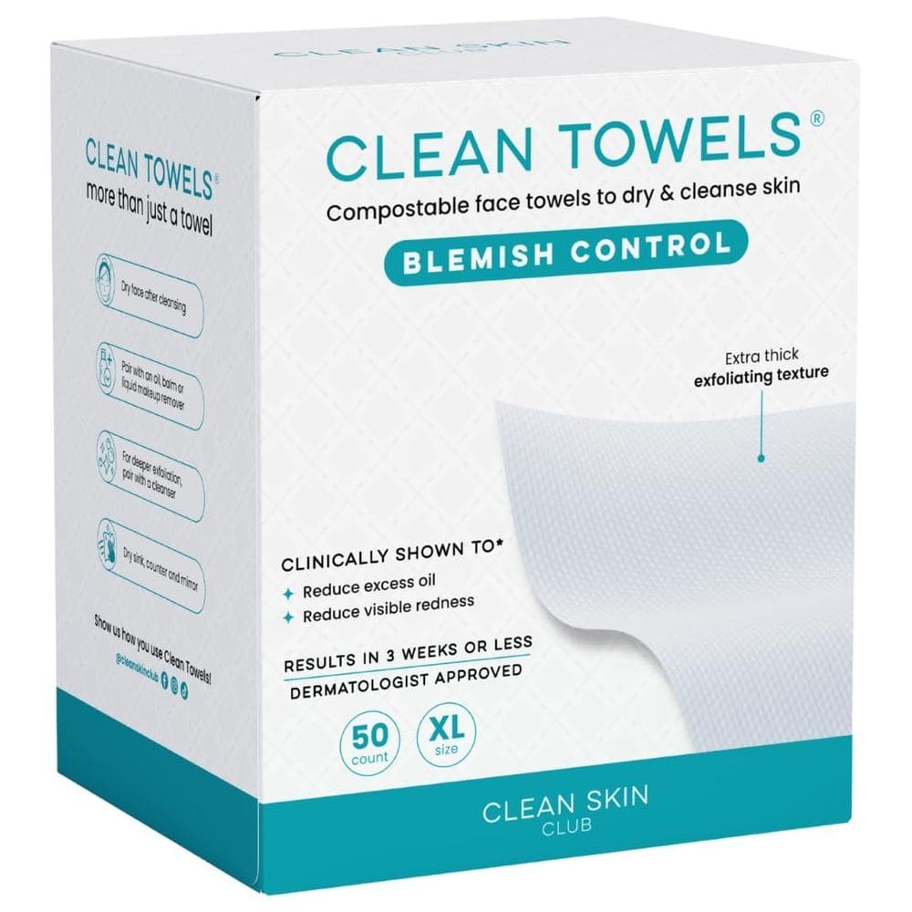 Toalhas de rosto Clean Skin Club Blemish Control XL 50 unidades