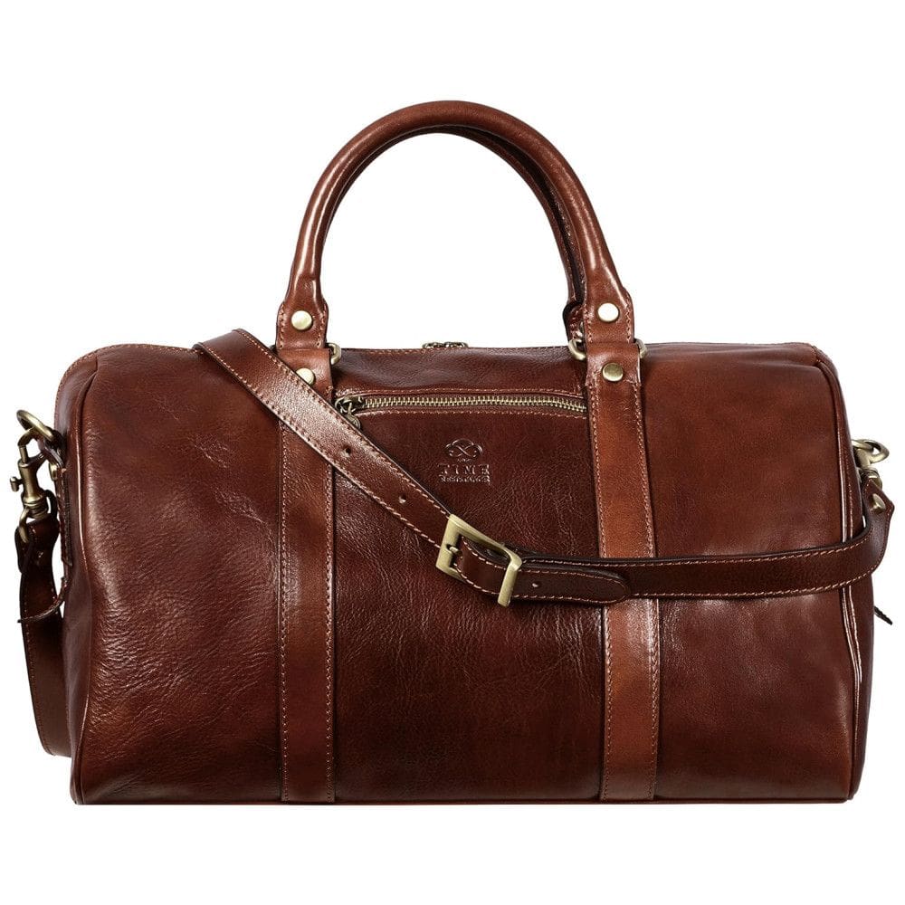 Bolsa de Viagem Unissex Clássica de Couro, TIME RESISTANCE 5192101, Marrom