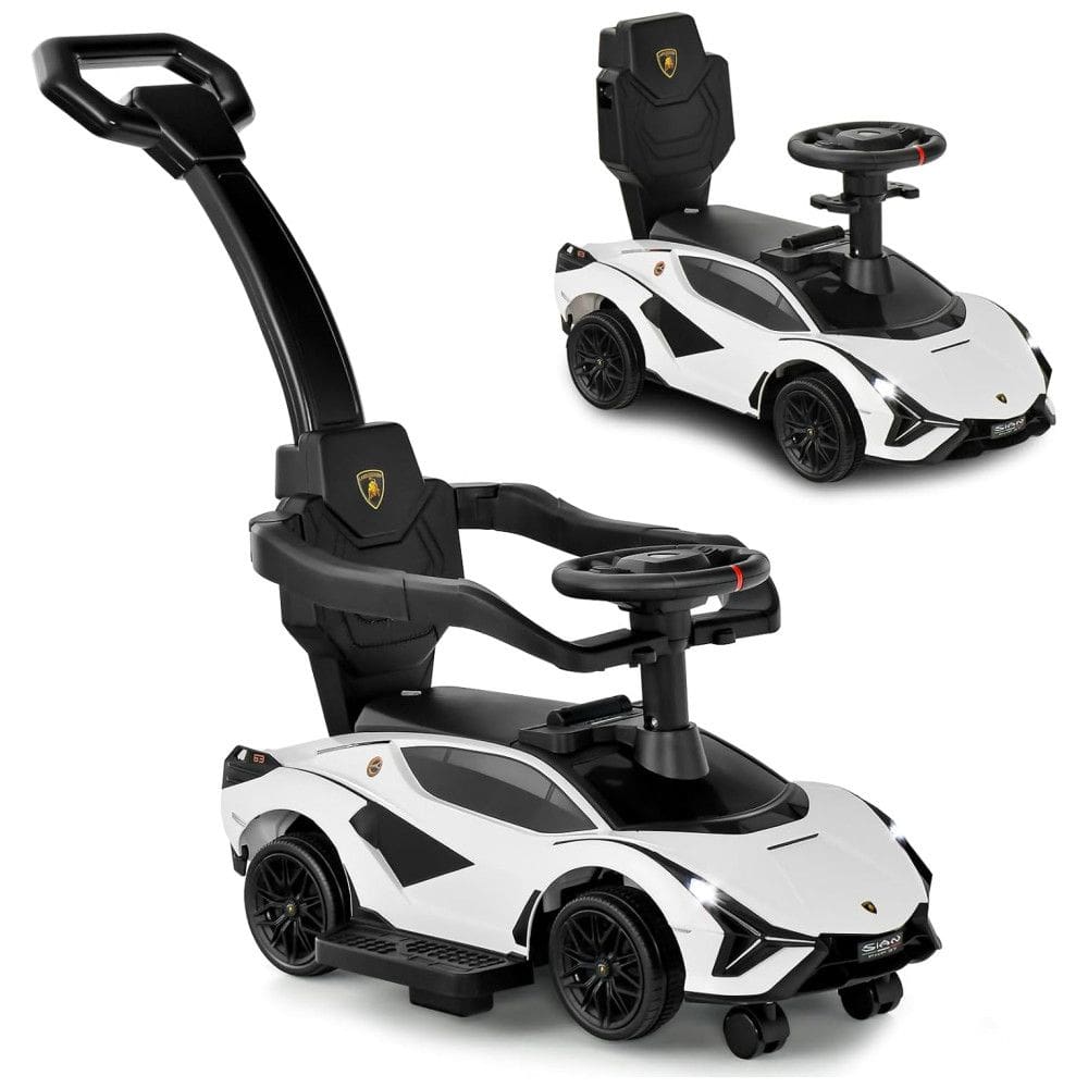 Carrinho de Passeio Infantil 3 em 1 com Alça, Música, USB, Farol e Compartimento Sob o Assento para Crianças de 1 a 5 Anos, INFANS, Branco