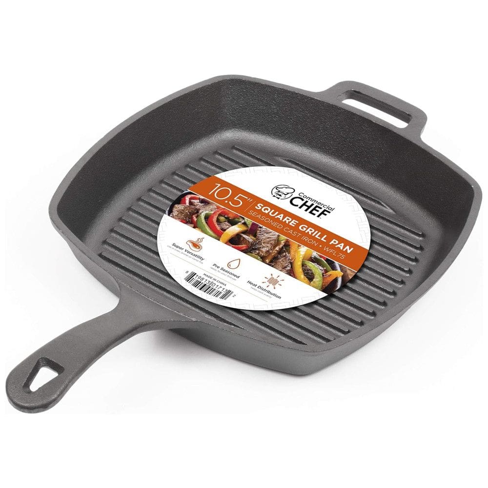 Frigideira de ferro fundido para, panela quadrada de ferro fundido pré temperada de 10,5 pol, CHEF CHFL75