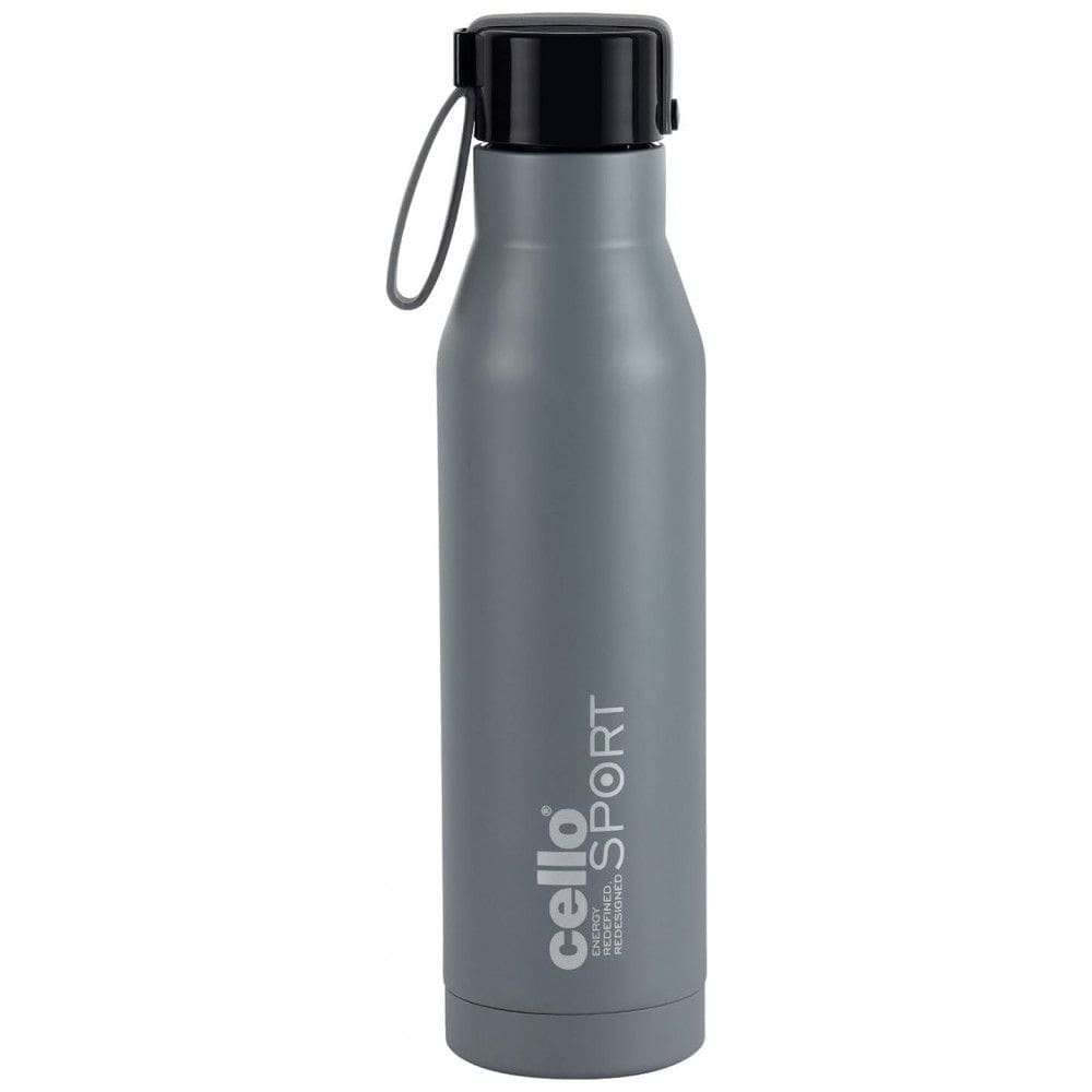 Garrafa Térmica para Água 750mL em Aço Inoxidável de Parede Dupla com Tampa de Rosca, Cello, Cinza