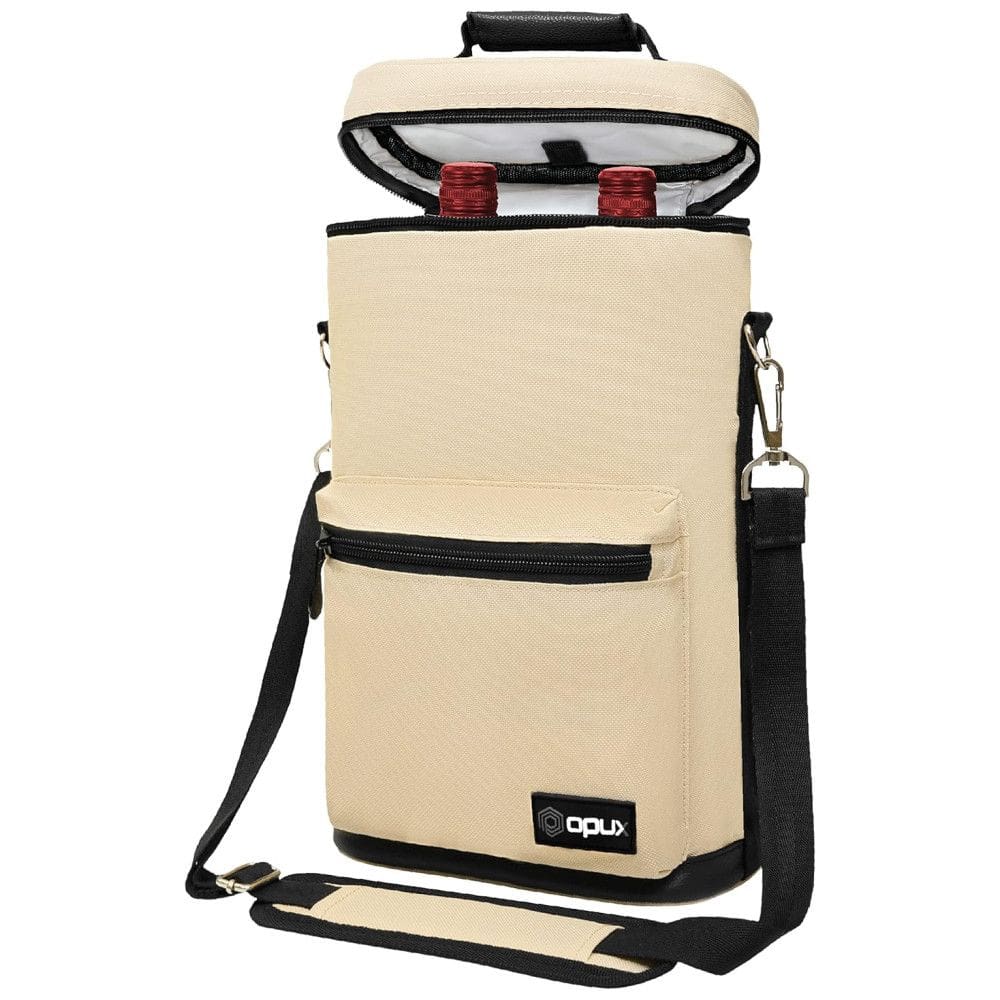 Bolsa Térmica Para Transporte de Vinhos até 2 Garrafas, OPUX, Creme