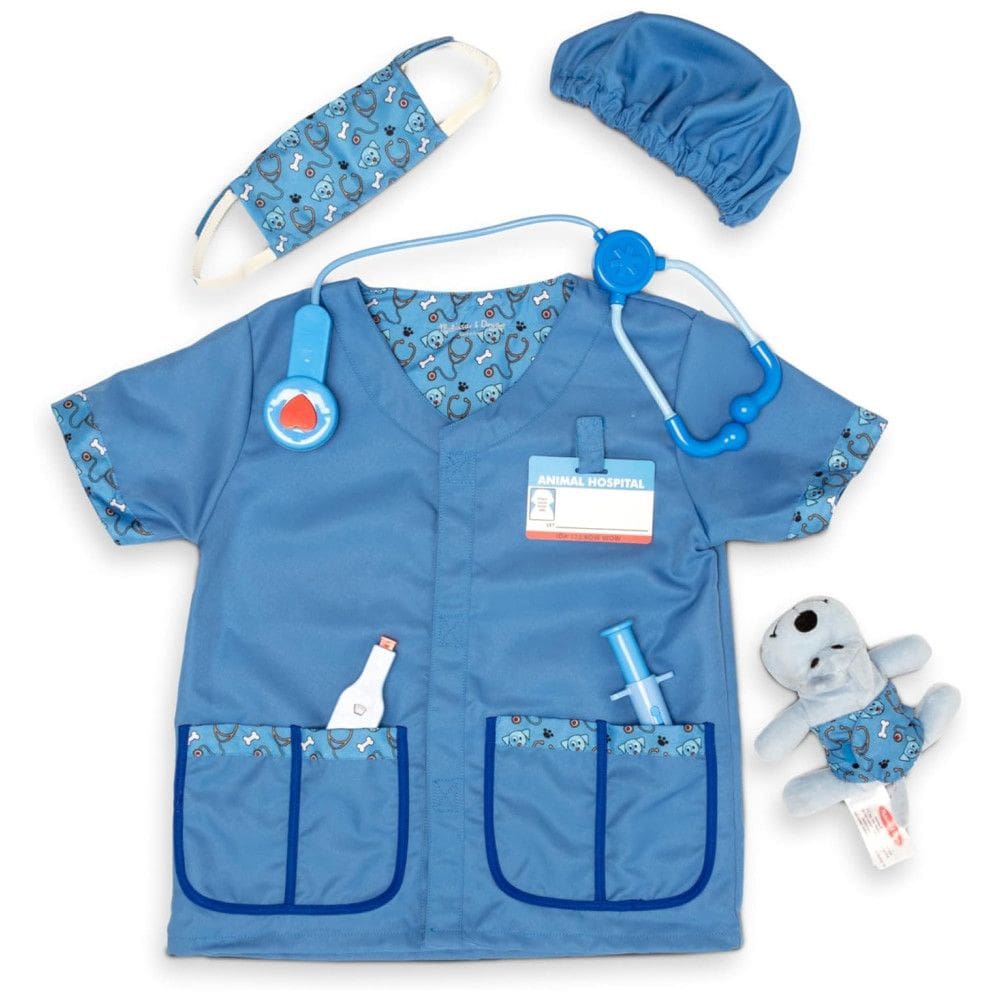 Kit Fantasia Veterinária Infantil com 9 Peças para Crianças de 3 Anos a 6 Anos, Melissa & Doug, Azul