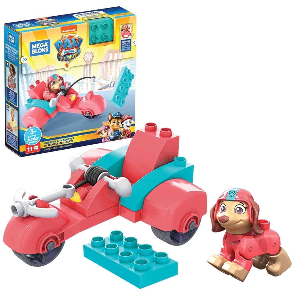 Conjunto de Construção Patrol Liberty s City Scooter com 10 Tijolos e 1 Figura Articulável para Crianças Acima de 3 Anos