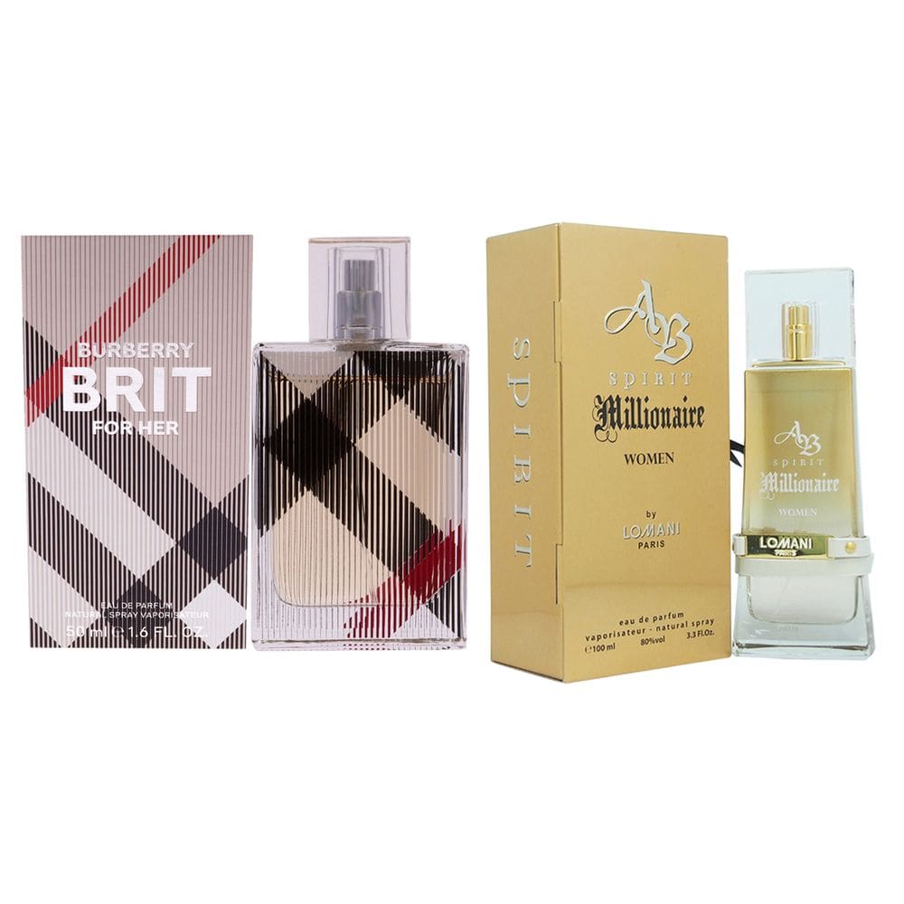 Perfume AB Spirit Millionaire e kit Burberry Brit para mulheres