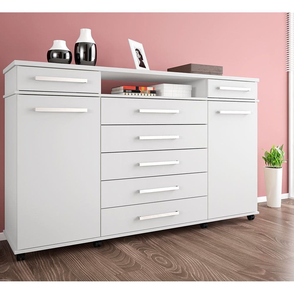 Comoda 7 Gavetas 2 Portas com Rodizios London Demobile