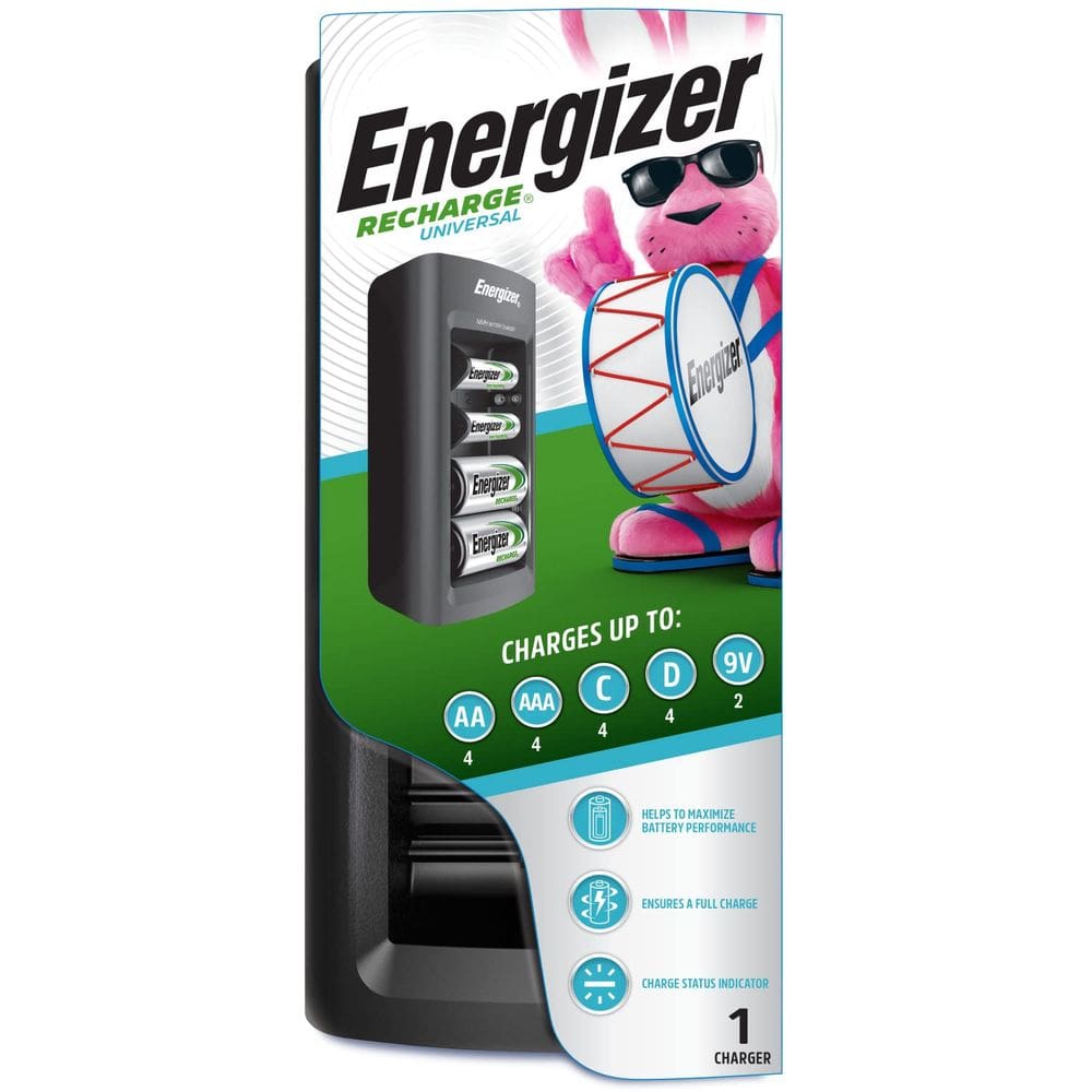 Carregador de bateria Energizer recarregável para C, D, AA, AAA, 9V