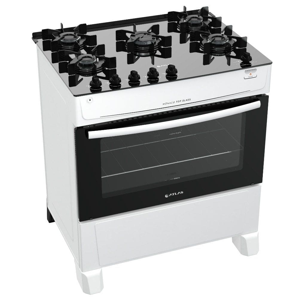 Fogao 5 Bocas Atlas Monaco Top Glass Acendimento Automatico