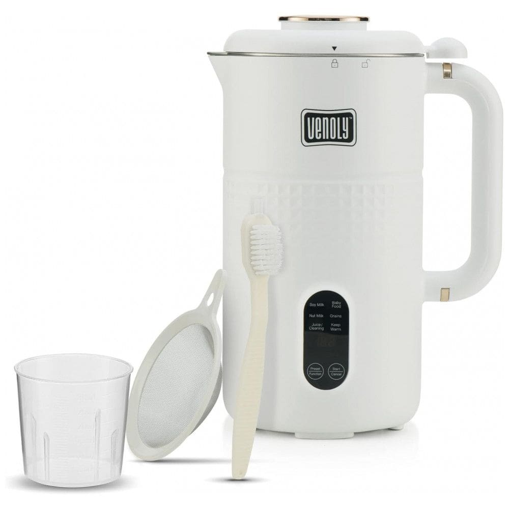 Máquina de Leite Vegetal 1L com Lâminas de Aço Inoxidável e Acessórios, Venoly, Branca