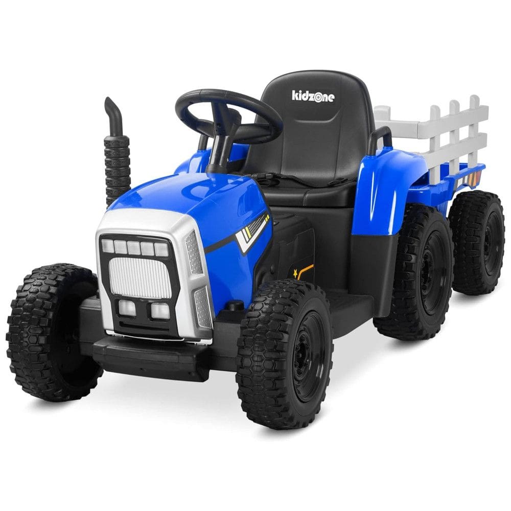 Trator Elétrico Infantil com Pneus de EVA, Motores Duplos de 35W, Controle Remoto, 3 Marchas e Luzes de LED, 12V, Kidzone, Azul