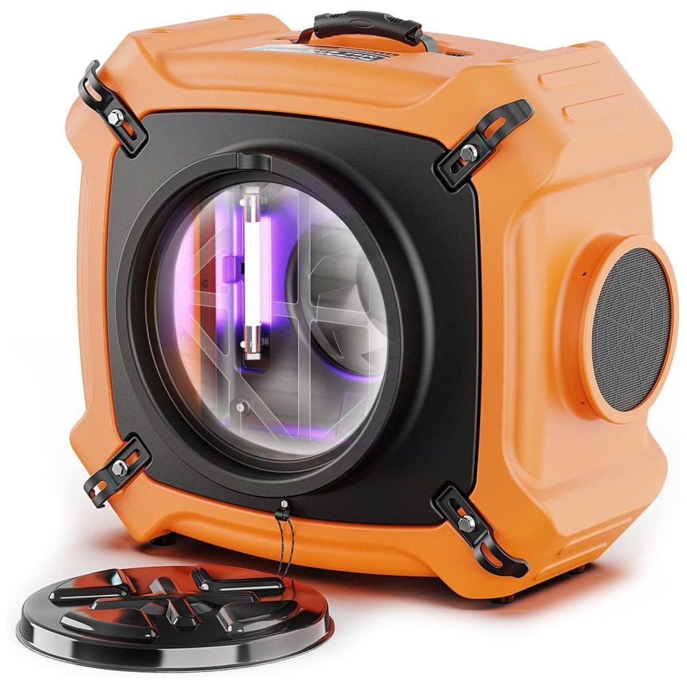 Purificador de Ar Industrial com Filtragem HEPA de 3 Estágios e Saída GFCI, 115V, Alorair HEPA Max 970, Laranja