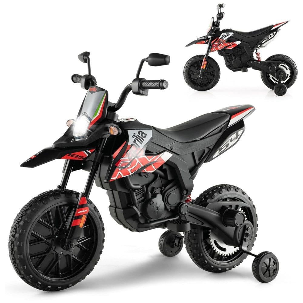 Moto Elétrica Infantil a Bateria 12V com Rodinhas, Suspensão de Mola, Farol e Música, 3 a 8 Anos, INFANS, Vermelha