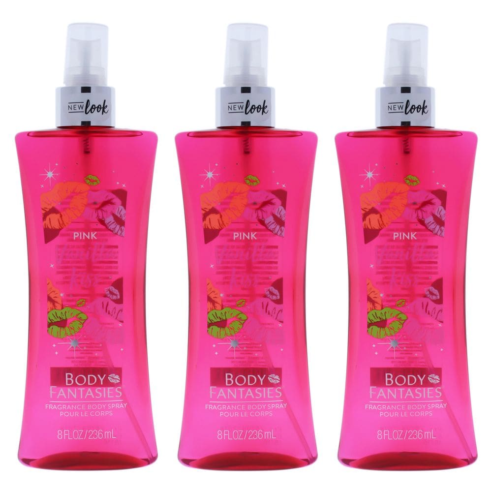 Spray corporal Body Fantasies Pink Vanilla Kiss, pacote com 3