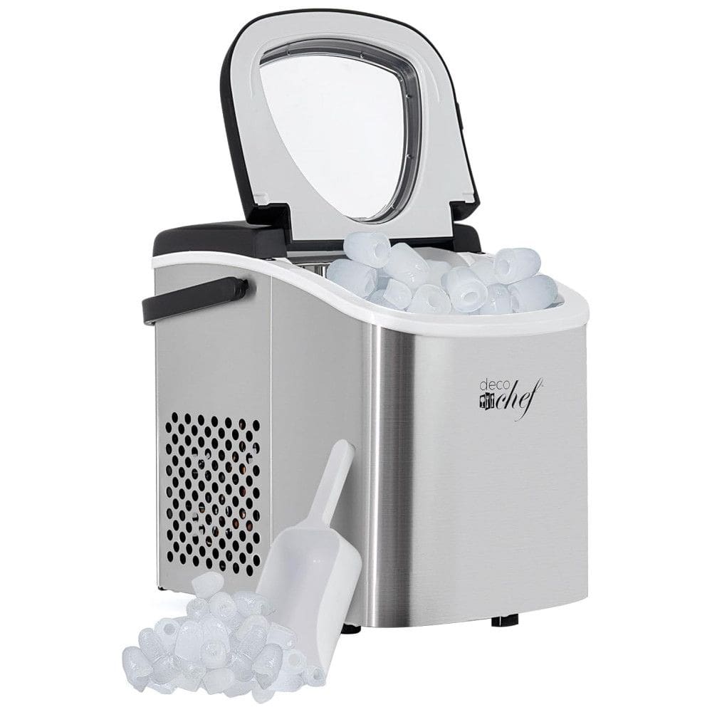 Máquina de Gelo com Capacidade para 11 kg em 24H, Alça, Colher e Cesta de Gelo, 110V, Deco, Prata