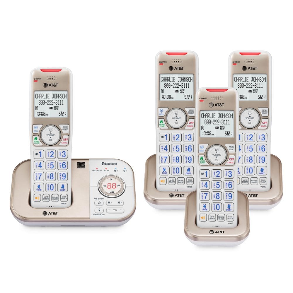 Telefones sem fio AT&T BL3112-4 com secretária eletrônica e 4 aparelhos