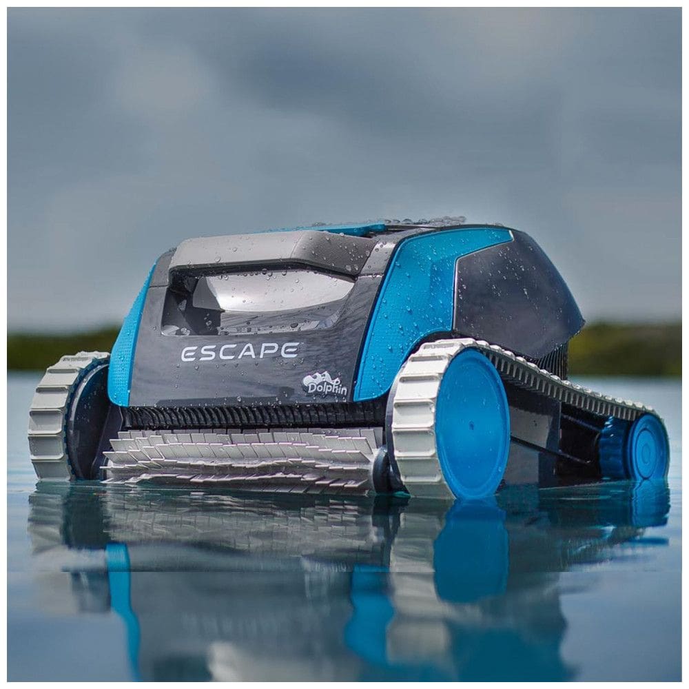 Robô Limpador de Piscina com Filtro de Carregamento Superior Maciço e Motor Duplo, Dolphin Escape Robotic Pool Cleaner, Cinza e Azul
