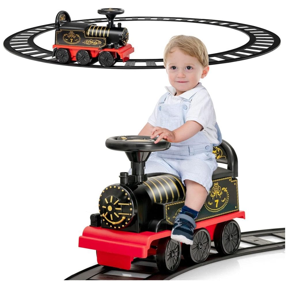 Trem Elétrico Infantil a Bateria com Trilhos e Luzes Piscantes, HONEY JOY, Preto