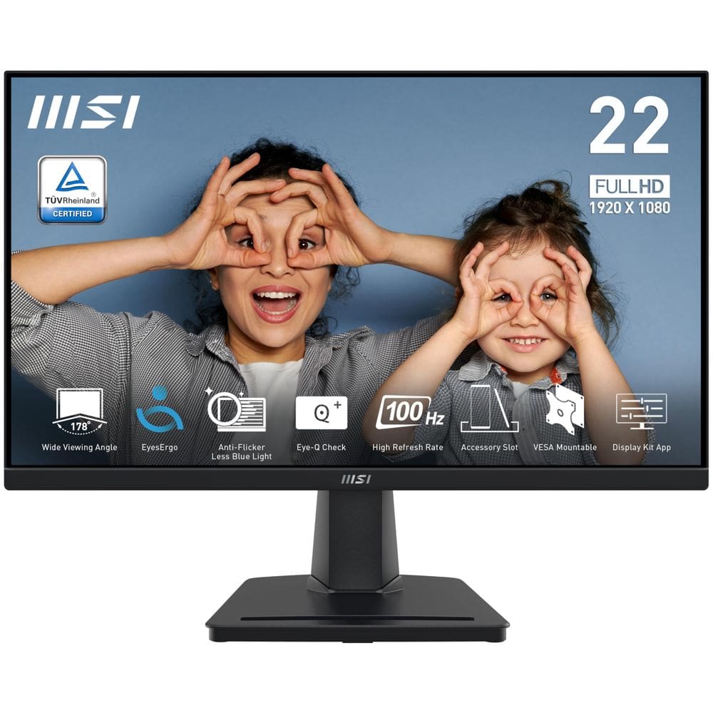 Monitor de computador MSI PRO MP225V 22 polegadas FHD 100Hz preto