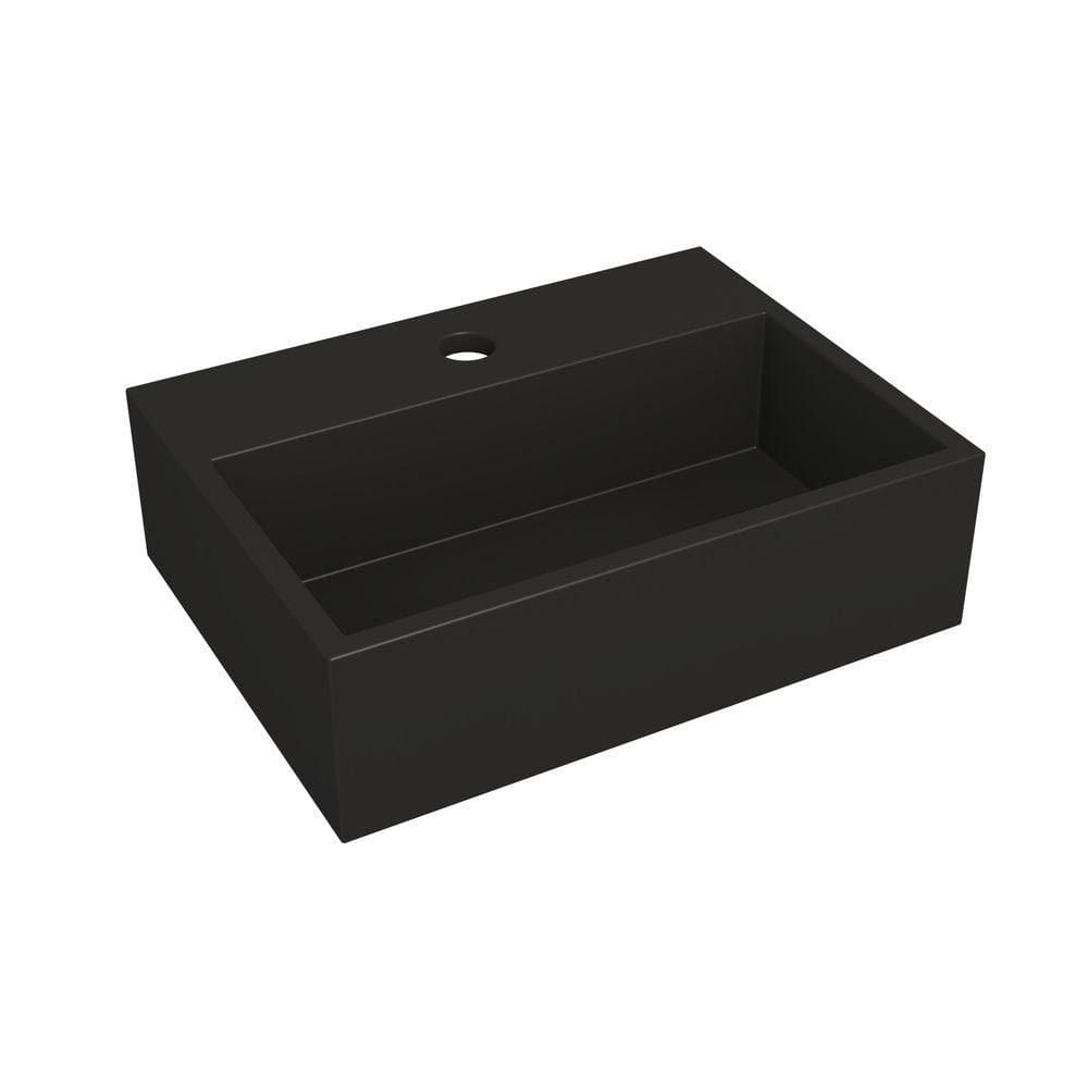 Cuba De Apoio Banheiro Safira Pedra 40x30cm Preto Fosco