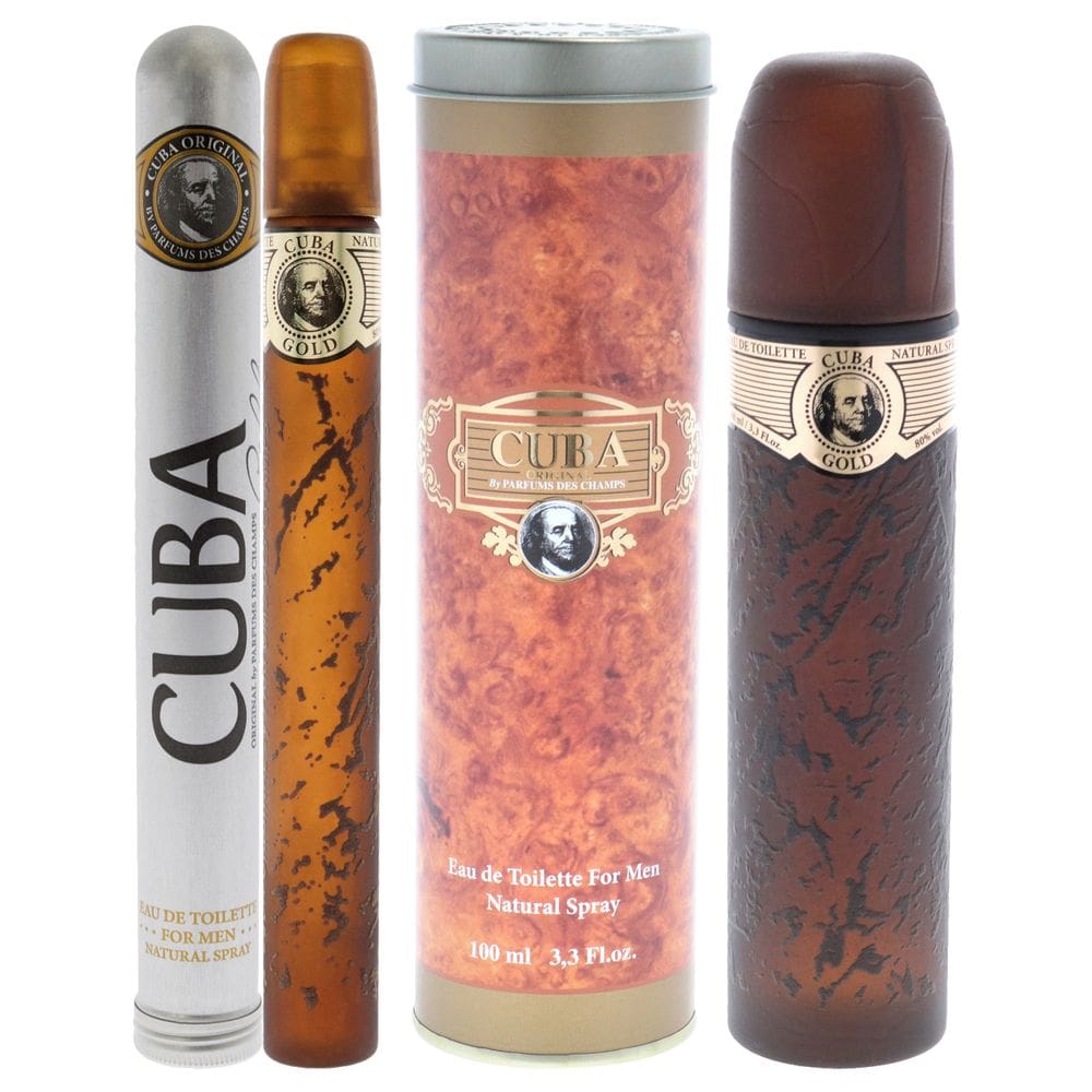 Perfume Cuba Gold by Cuba para homens, Eau de Toilette, 100 ml, 2 peças