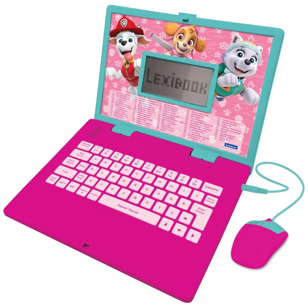Laptop Educativo Bilíngue Espanhol e Inglês com 124 Atividades para Crianças, Lexibook, Rosa