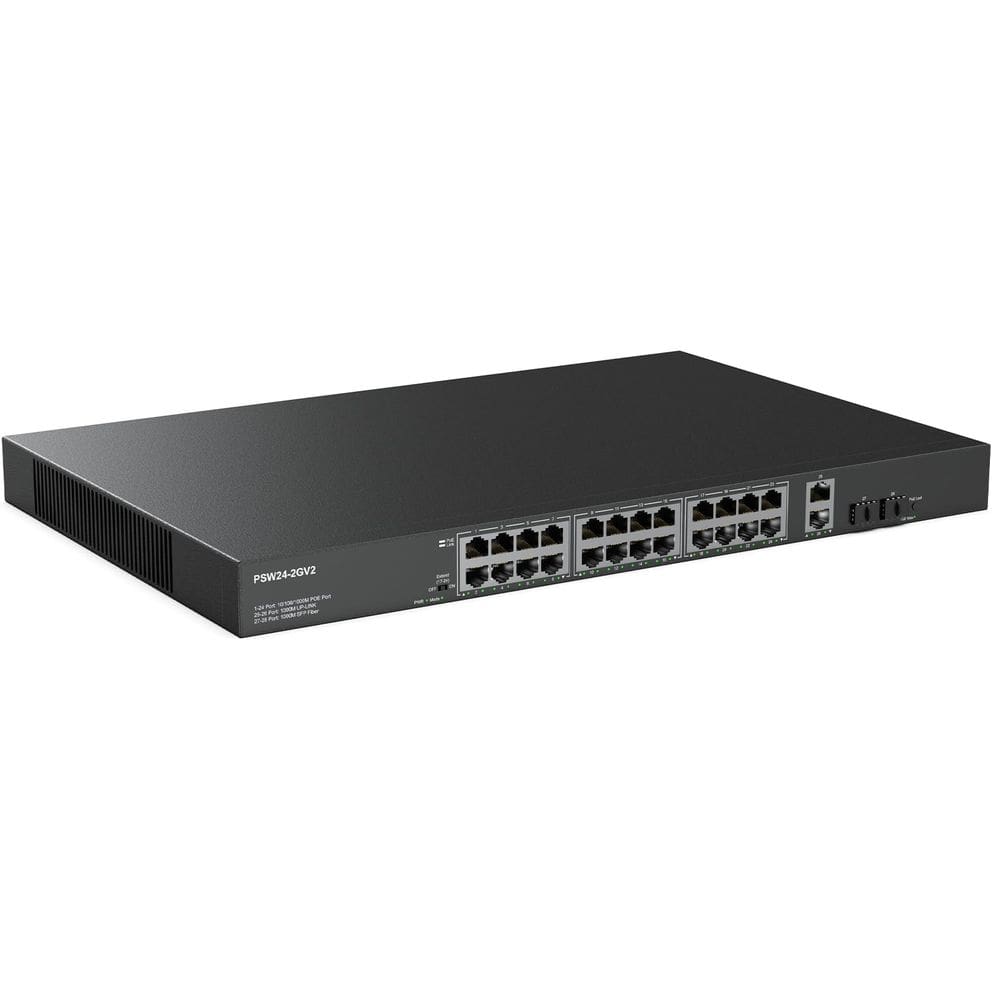 Switch PoE Real HD de 24 portas Gigabit completo com 2 uplink e 2 SFP