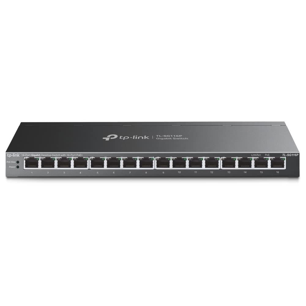 Switch Gigabit PoE TP-Link TL-SG116P 16 portas 16 PoE+ 120 W