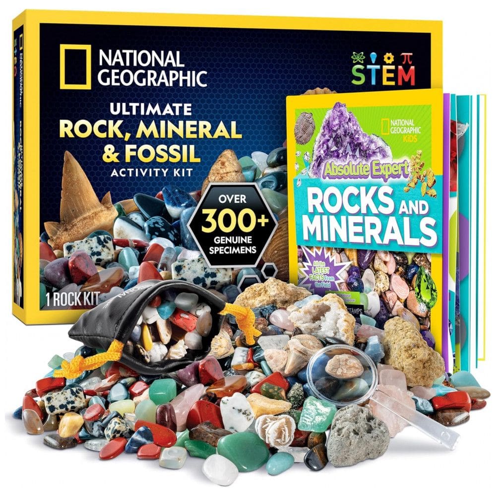 Coleção de Rochas, Fósseis, Pedras Preciosas e Cristais, 300 Peças, National Geographic