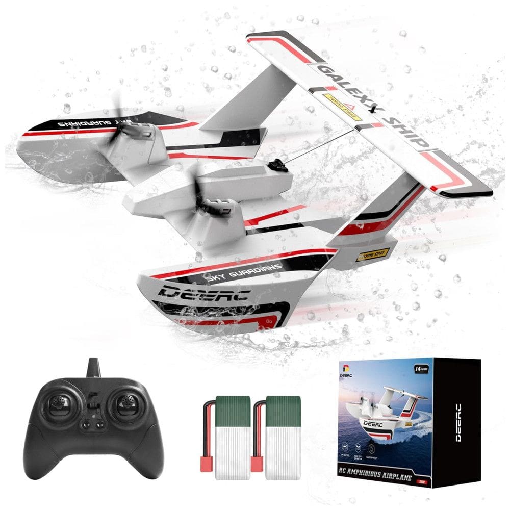 Avião de Controle Remoto 3 em 1 com 2 Baterias e Planador de Avião RTF de 2,4 GHz, DEERC RC, Branco