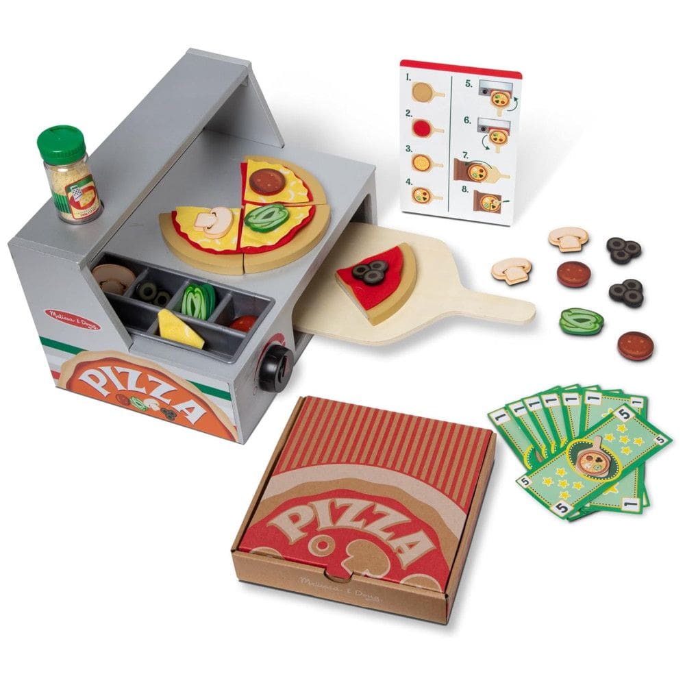 Jogo de Balcão de Pizzaria em Madeira com 41 Peças para Crianças Acima de 3 Anos, Melissa & Doug