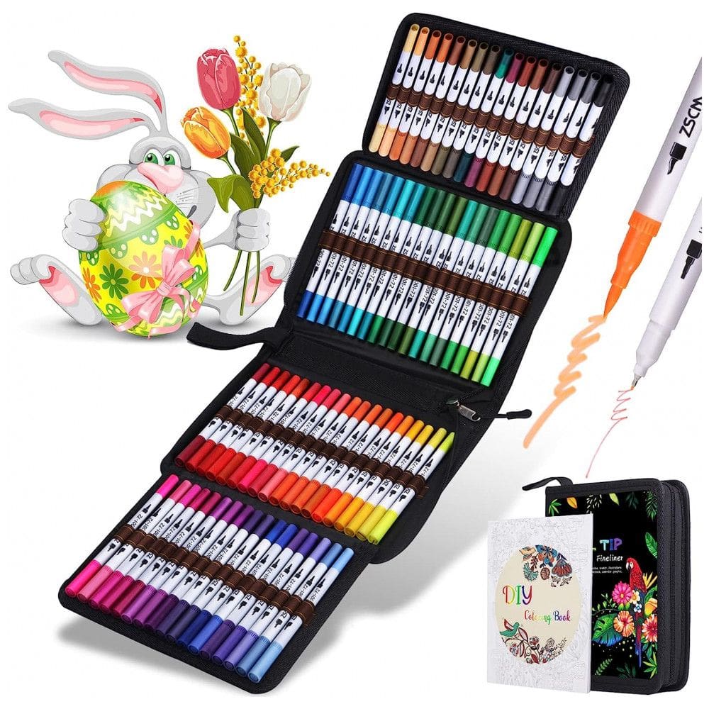 Conjunto de Canetas Artisticas 72 Cores com Ponta de Pincel Fino para Ovos de Páscoa, ZSCM