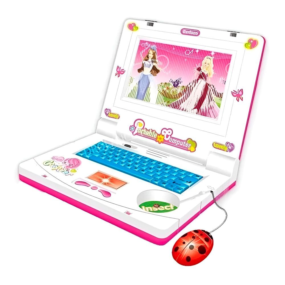 Laptop Infantil Rosa Toca Música Educativo Com Luzes Mouse