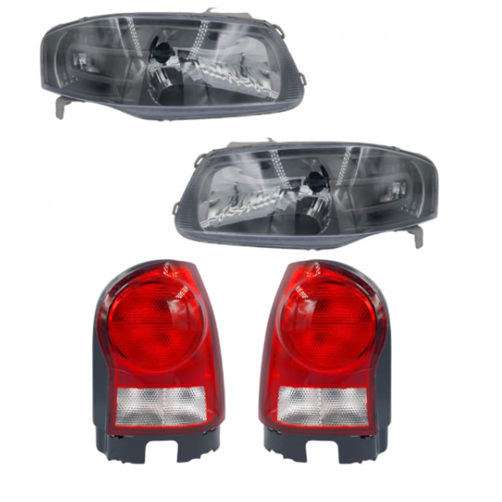Kit Par Farol Mascara Cinza+Par Lanterna Gol G4 Rubi 2006 Á 2013