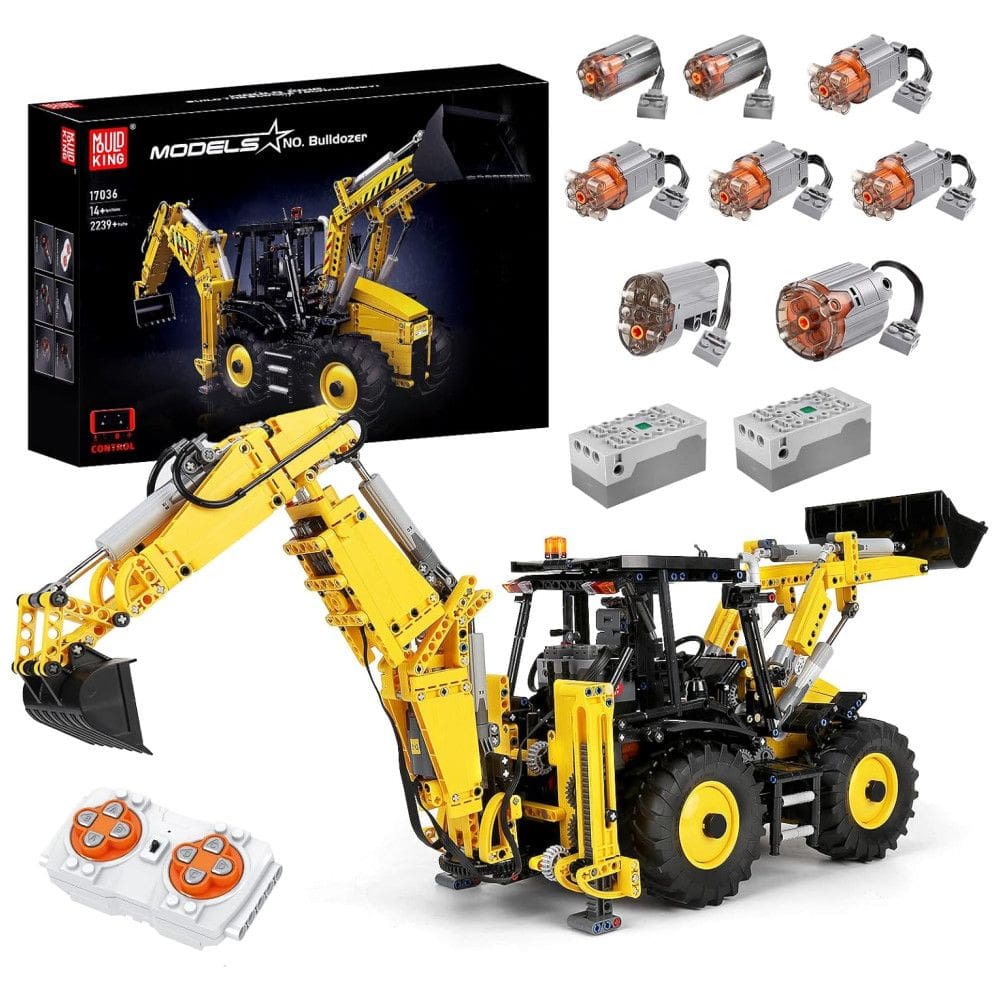 Kit de Construção Escavadeira com 2239 Peças e Controle Remoto para Crianças e Adultos, Mould King, Amarelo