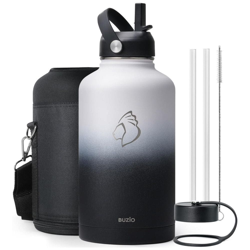 Garrafa Térmica 1900 mL Portátil com Isolamento a Vácuo, Aço Inoxidável, BUZIO, Branco