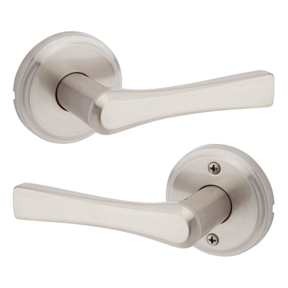 Maçaneta de porta Kwikset Katella Interior Passage em níquel acetinado
