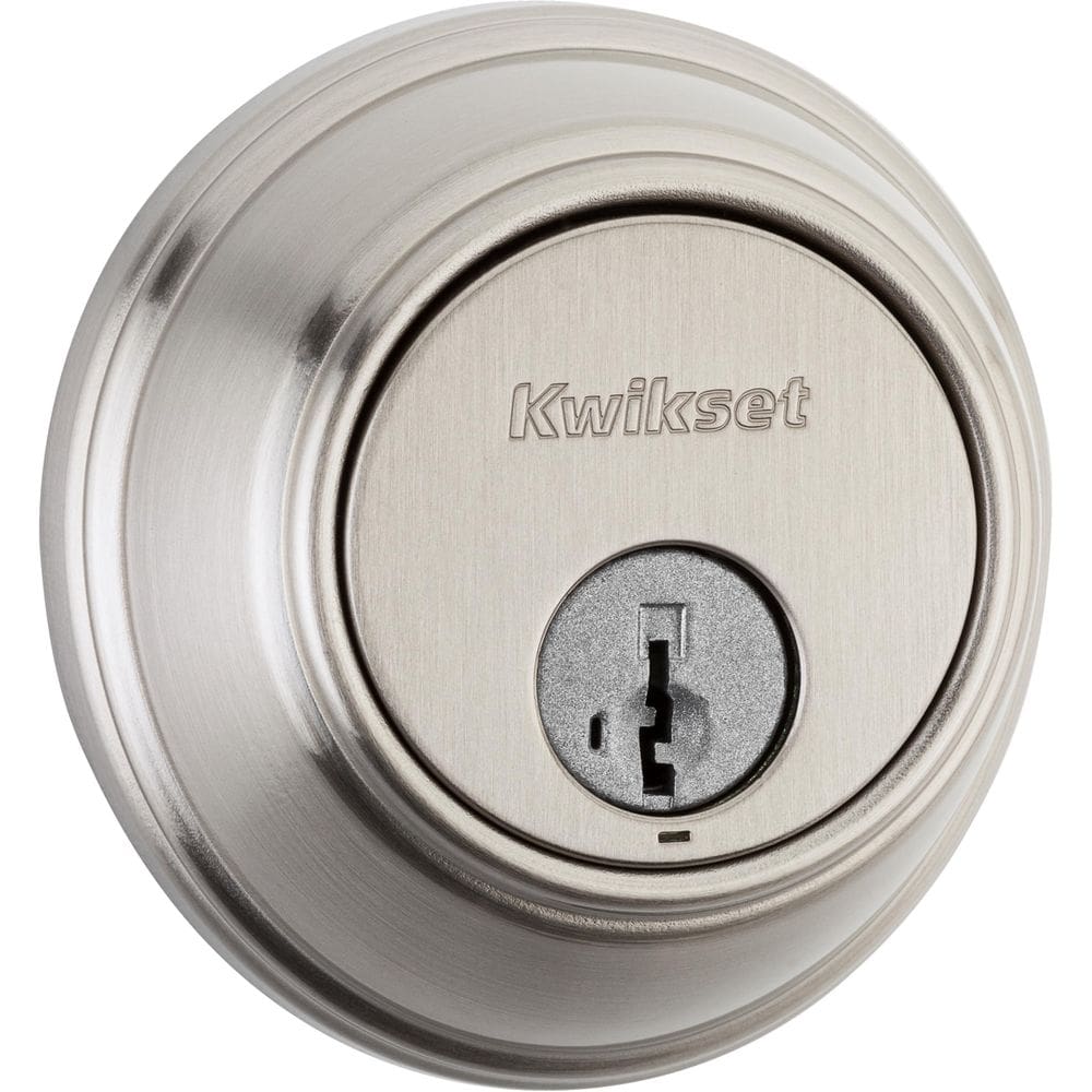 Deadbolt Lock Kwikset 817 em níquel acetinado com segurança SmartKey
