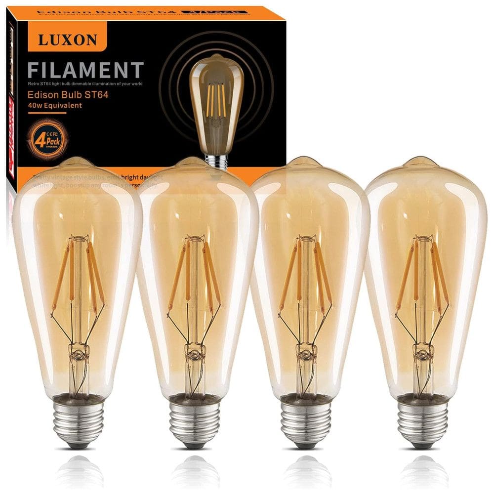 Lâmpada LED Vintage 800LM, 4W Quente 2700K, 4 Un, LUXON, Amarelo